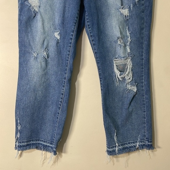 Judy Blue Harley Straight Leg Distressed Hem High Rise Jeans Sz. 14W - Picture 6 of 12